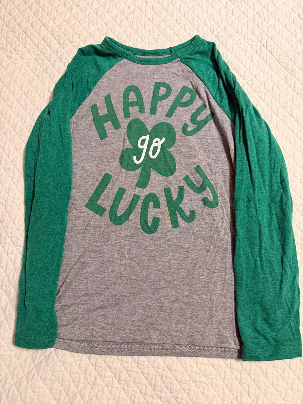 Little Sleepies Green & Gray 'Happy Go Lucky' Kids Raglan Top
